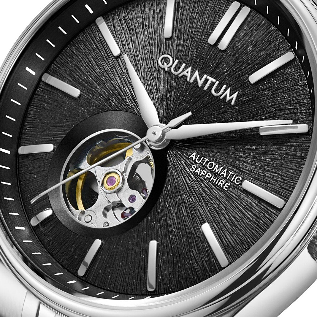 Quantum Safir Cam Otomatik Mekanizma Çelik Kordon Erkek Kol Saati ASW123-i2076Q